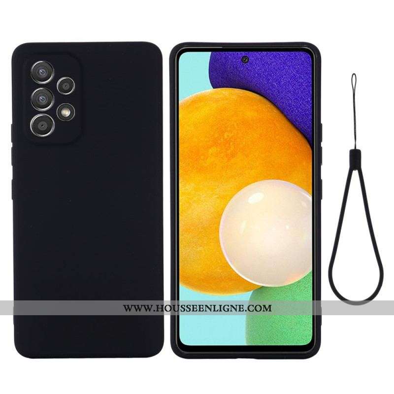 Coque Samsung Galaxy M53 5G Silicone Liquide avec Lanière