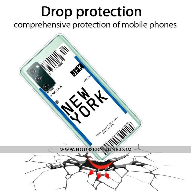 Coque Samsung Galaxy S20 FE Boarding Pass to New York