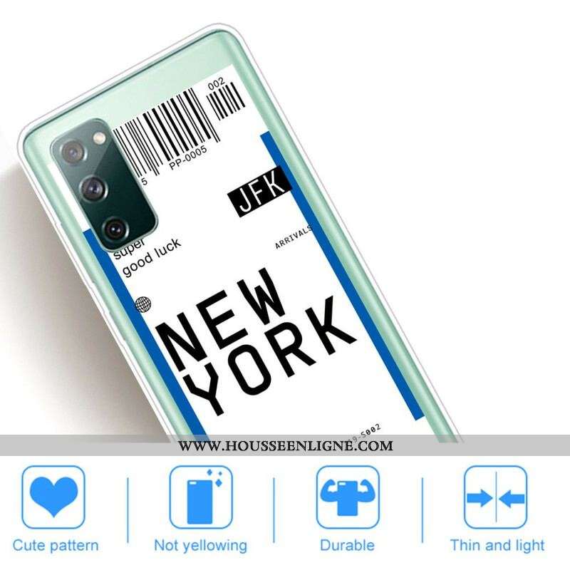 Coque Samsung Galaxy S20 FE Boarding Pass to New York