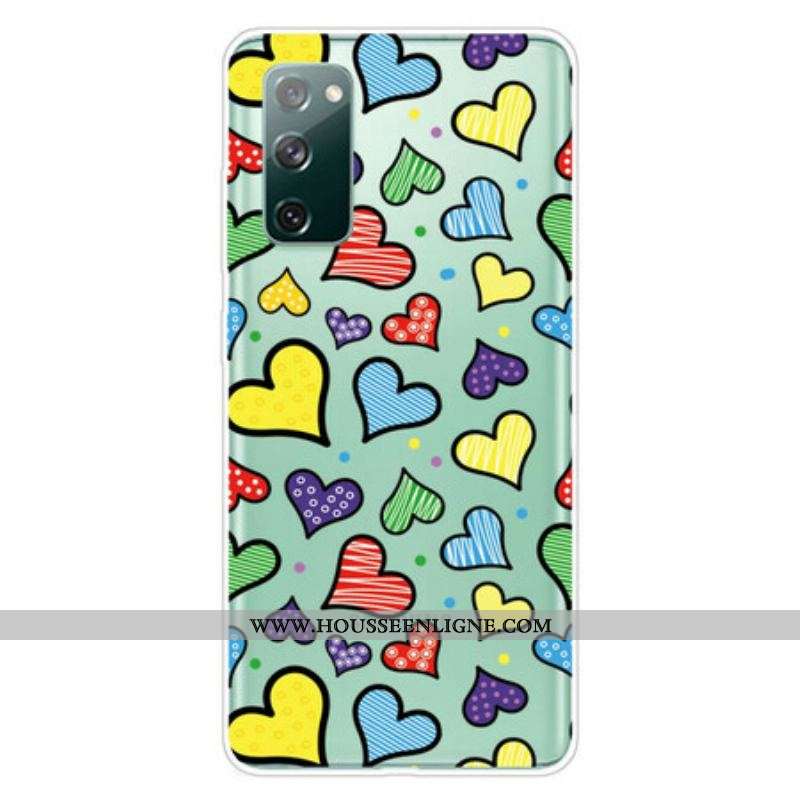 Coque Samsung Galaxy S20 FE Coeurs Multicolors