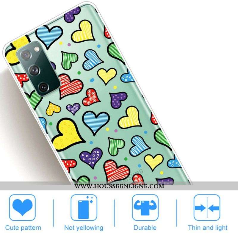 Coque Samsung Galaxy S20 FE Coeurs Multicolors