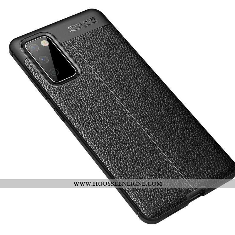 Coque Samsung Galaxy S20 FE Effet Cuir Litchi Double Line