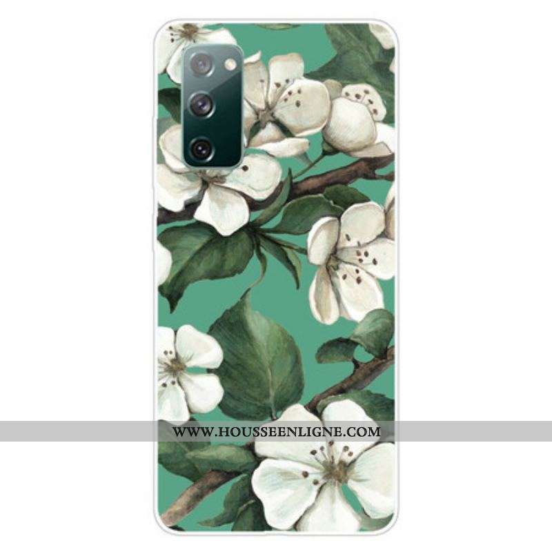 Coque Samsung Galaxy S20 FE Fleurs Blanches Peintes