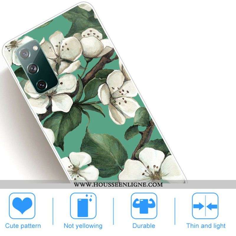 Coque Samsung Galaxy S20 FE Fleurs Blanches Peintes