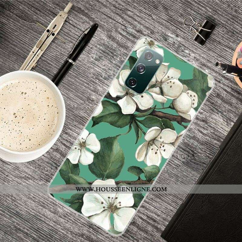 Coque Samsung Galaxy S20 FE Fleurs Blanches Peintes