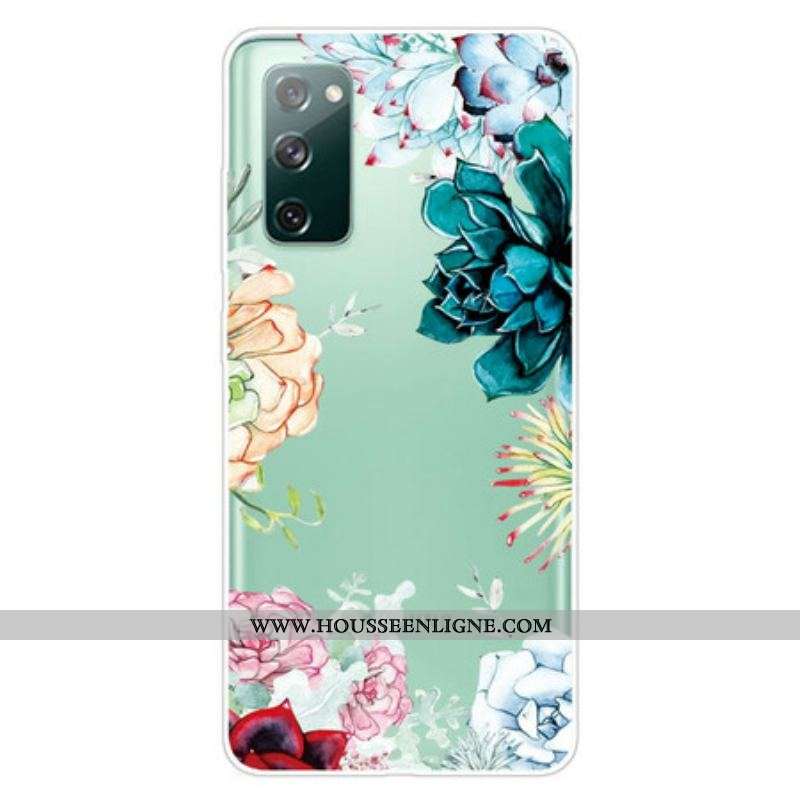 Coque Samsung Galaxy S20 FE Transparente Fleurs Aquarelle