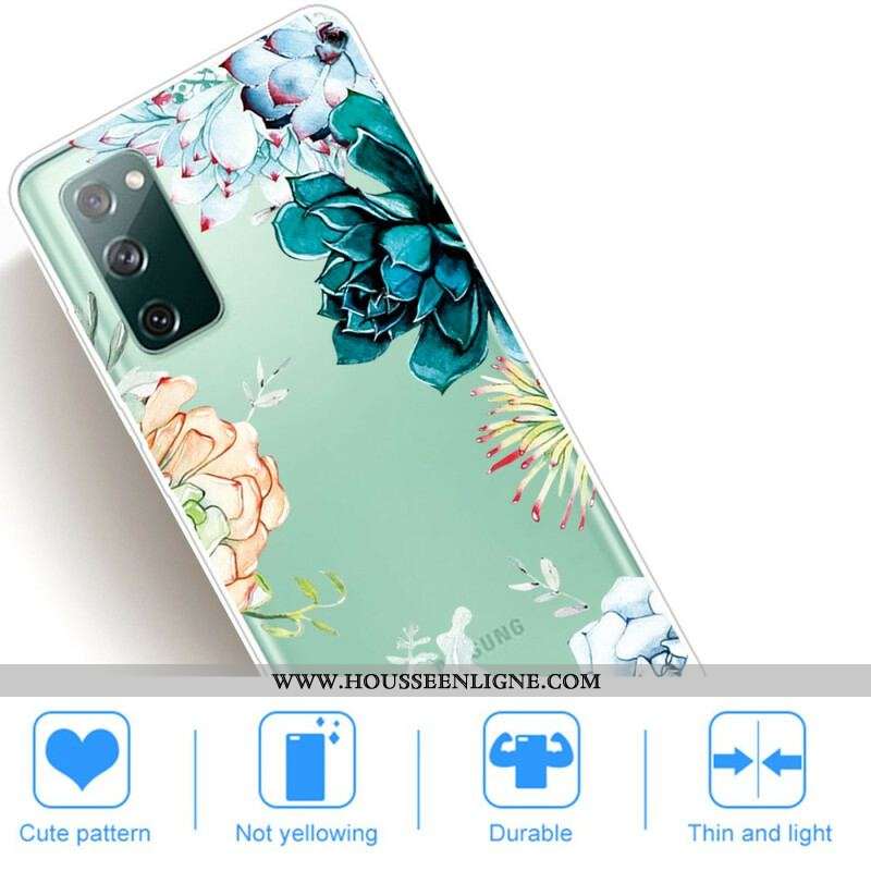 Coque Samsung Galaxy S20 FE Transparente Fleurs Aquarelle