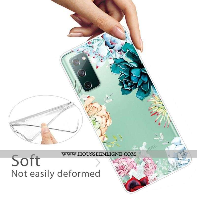Coque Samsung Galaxy S20 FE Transparente Fleurs Aquarelle