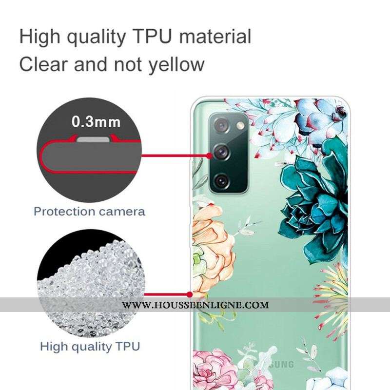 Coque Samsung Galaxy S20 FE Transparente Fleurs Aquarelle