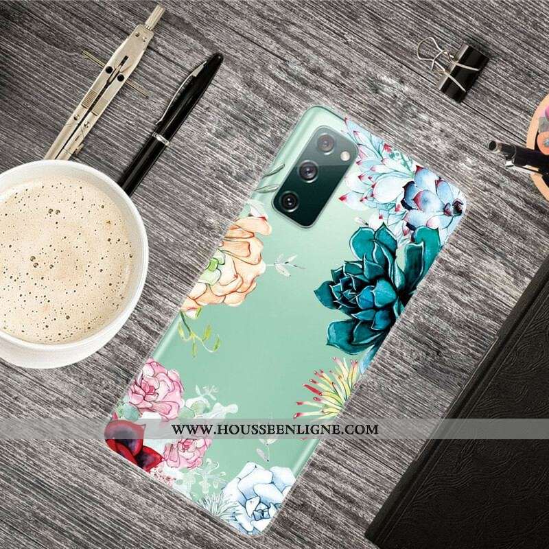 Coque Samsung Galaxy S20 FE Transparente Fleurs Aquarelle