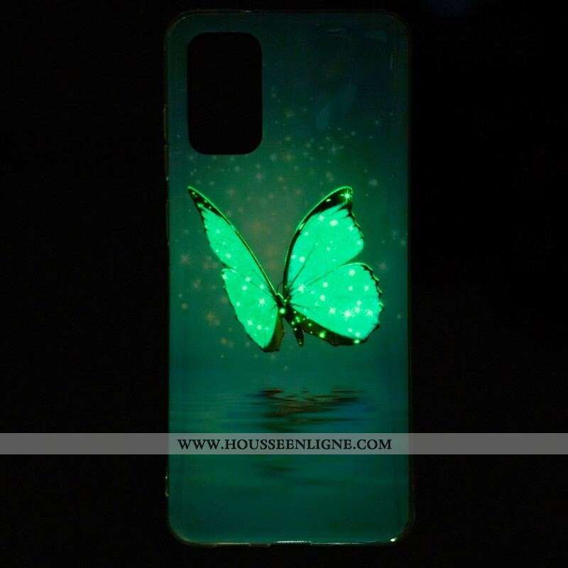 Coque Samsung Galaxy S20 Plus / S20 Plus 5G Papillon Bleu Fluorescente
