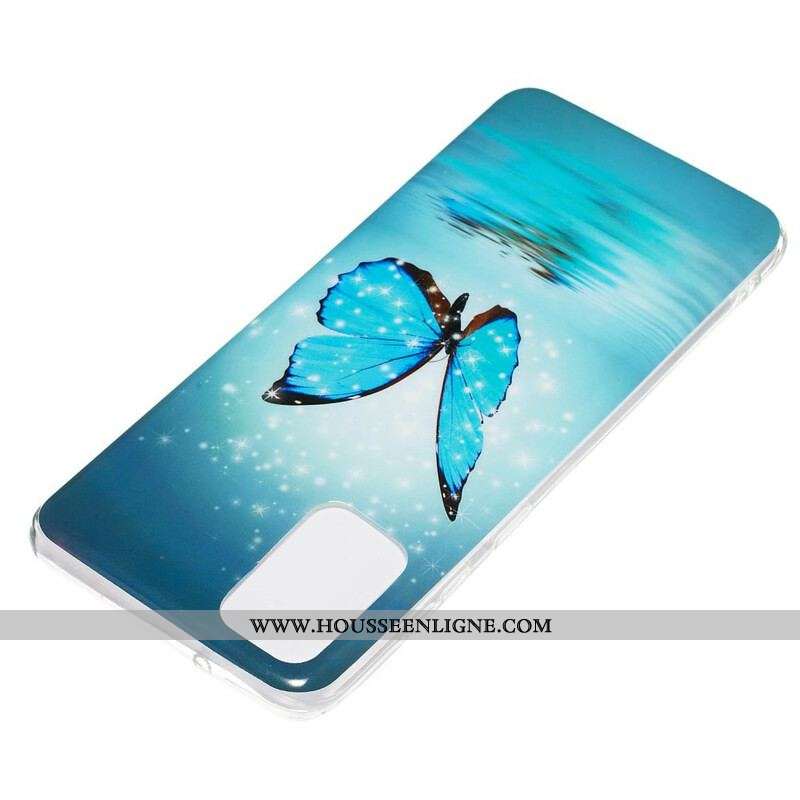 Coque Samsung Galaxy S20 Plus / S20 Plus 5G Papillon Bleu Fluorescente