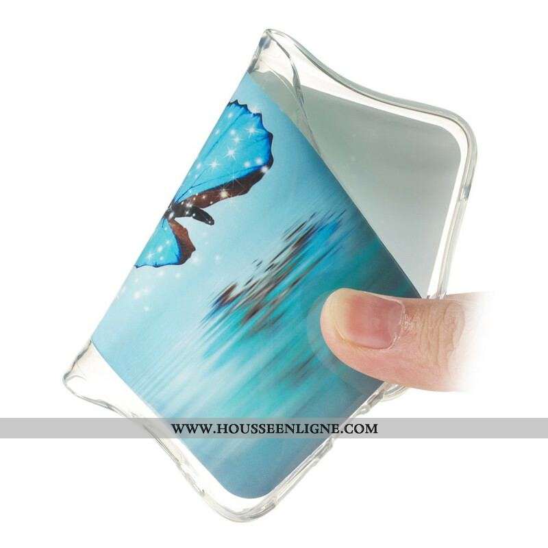 Coque Samsung Galaxy S20 Plus / S20 Plus 5G Papillon Bleu Fluorescente