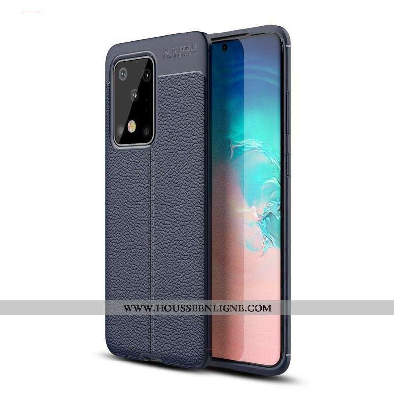 Coque Samsung Galaxy S20 Ultra Effet Cuir Litchi Double Line