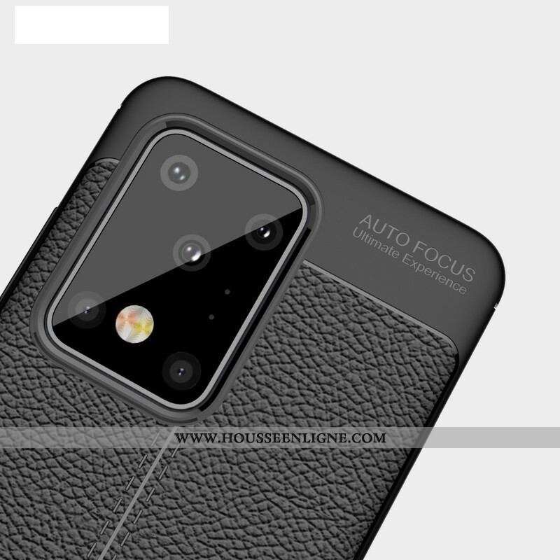 Coque Samsung Galaxy S20 Ultra Effet Cuir Litchi Double Line