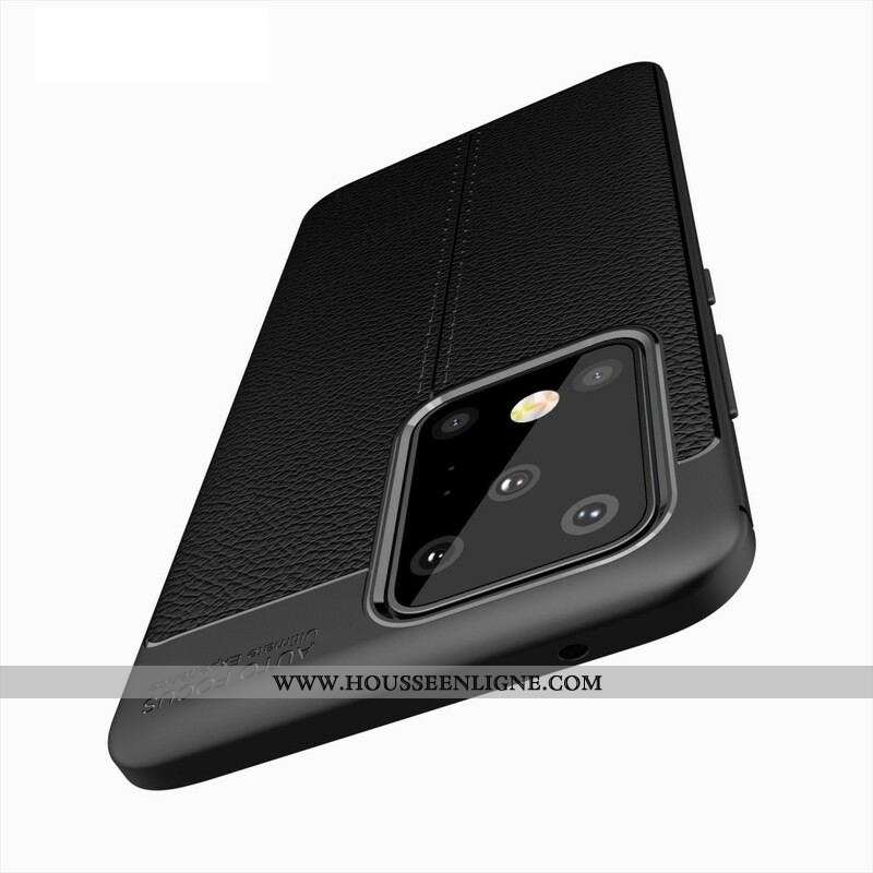 Coque Samsung Galaxy S20 Ultra Effet Cuir Litchi Double Line