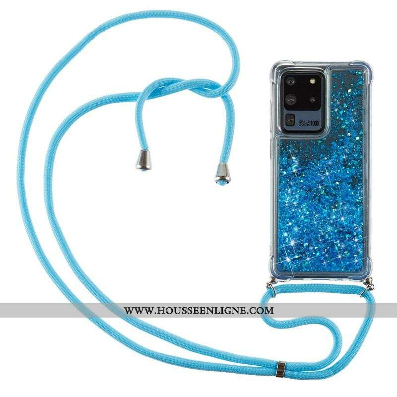 Coque Samsung Galaxy S20 Ultra Paillettes avec Cordon