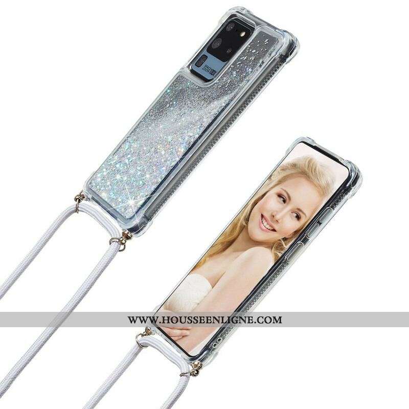 Coque Samsung Galaxy S20 Ultra Paillettes avec Cordon