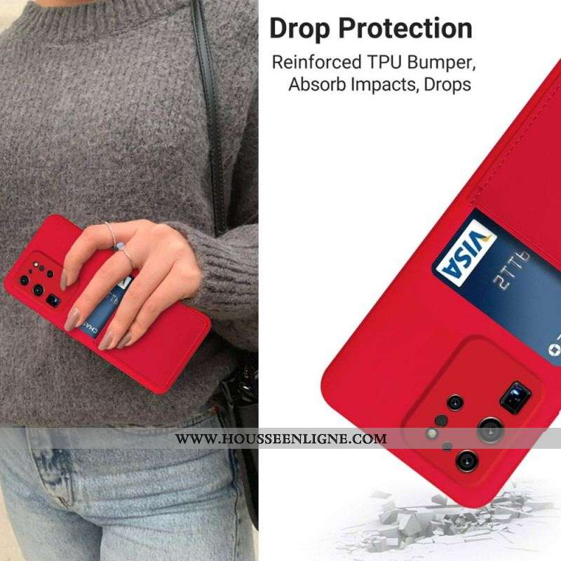 Coque Samsung Galaxy S20 Ultra Silicone Liquide Porte Carte