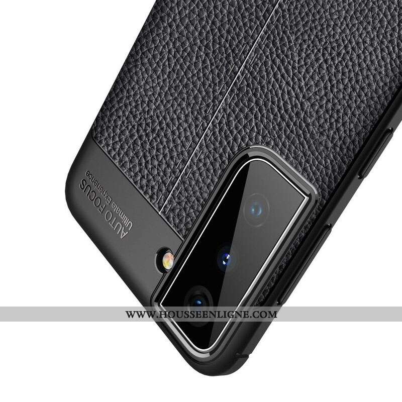 Coque Samsung Galaxy S21 5G Effet Cuir Litchi Double Line