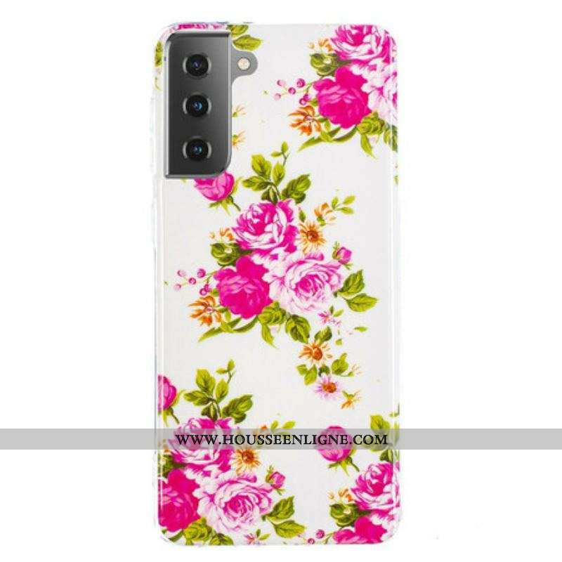 Coque Samsung Galaxy S21 5G Fleurs Liberty Fluorescente