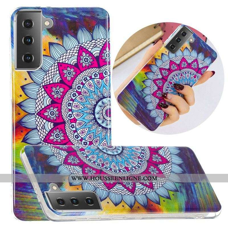 Coque Samsung Galaxy S21 5G Mandala Coloré Fluorescente