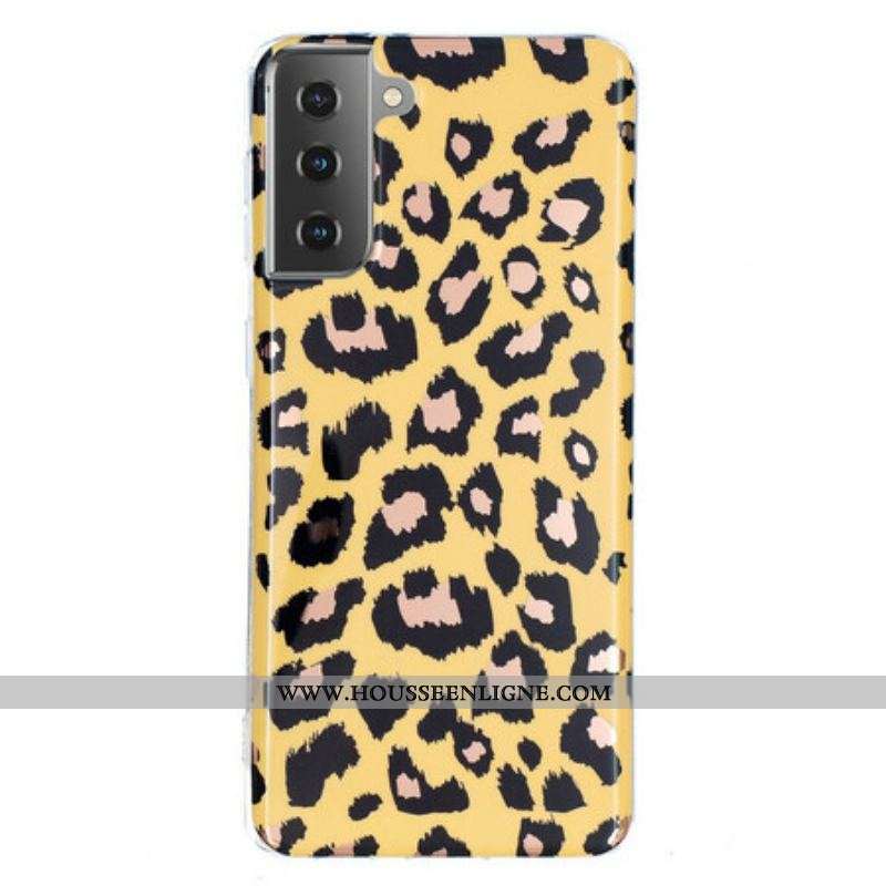 Coque Samsung Galaxy S21 5G Marbre Style Léopard