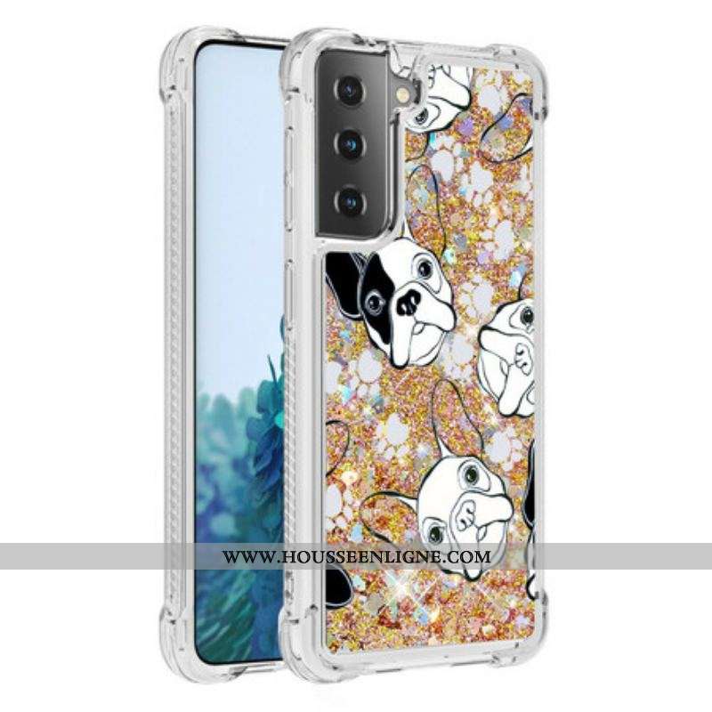 Coque Samsung Galaxy S21 5G Mr Chien Paillettes