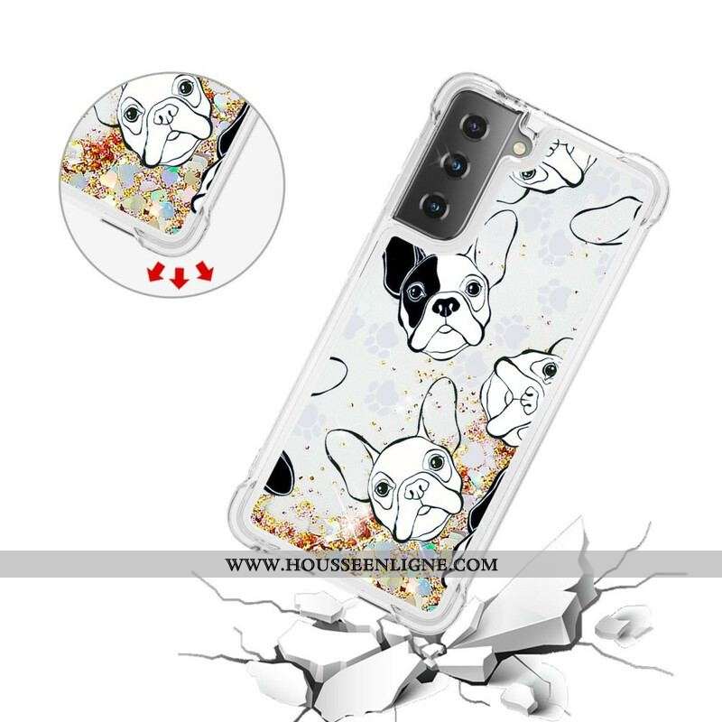 Coque Samsung Galaxy S21 5G Mr Chien Paillettes