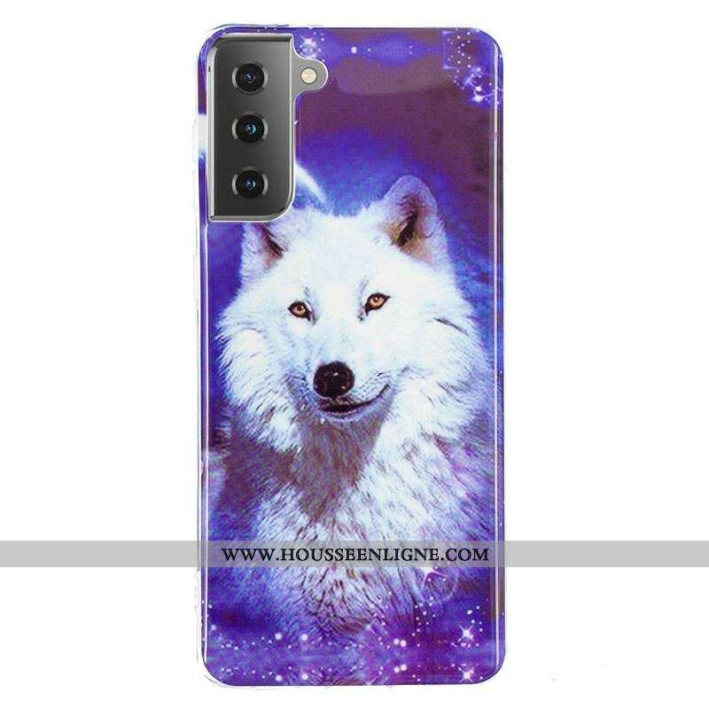 Coque Samsung Galaxy S21 5G Série Loup Fluorescente