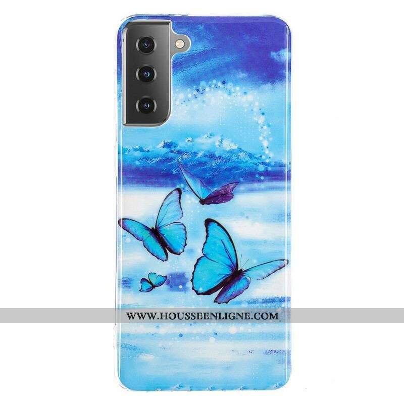 Coque Samsung Galaxy S21 5G Série Papillons Fluorescente