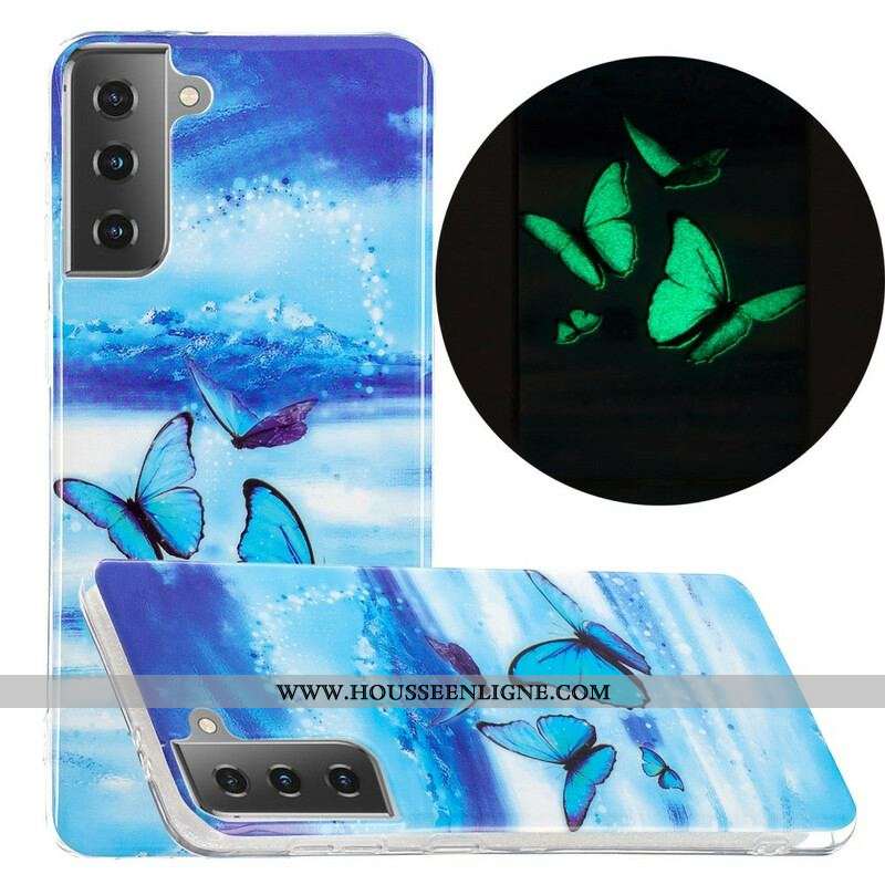 Coque Samsung Galaxy S21 5G Série Papillons Fluorescente