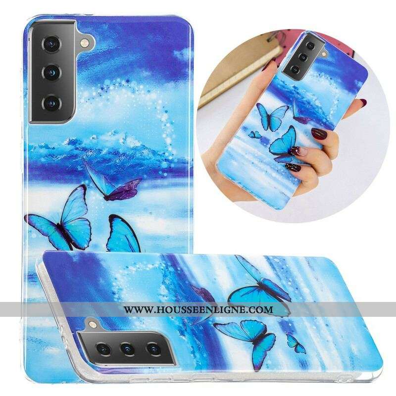 Coque Samsung Galaxy S21 5G Série Papillons Fluorescente