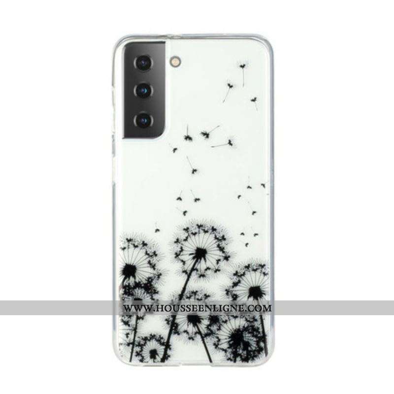 Coque Samsung Galaxy S21 5G Transparente Pissenlits Noirs