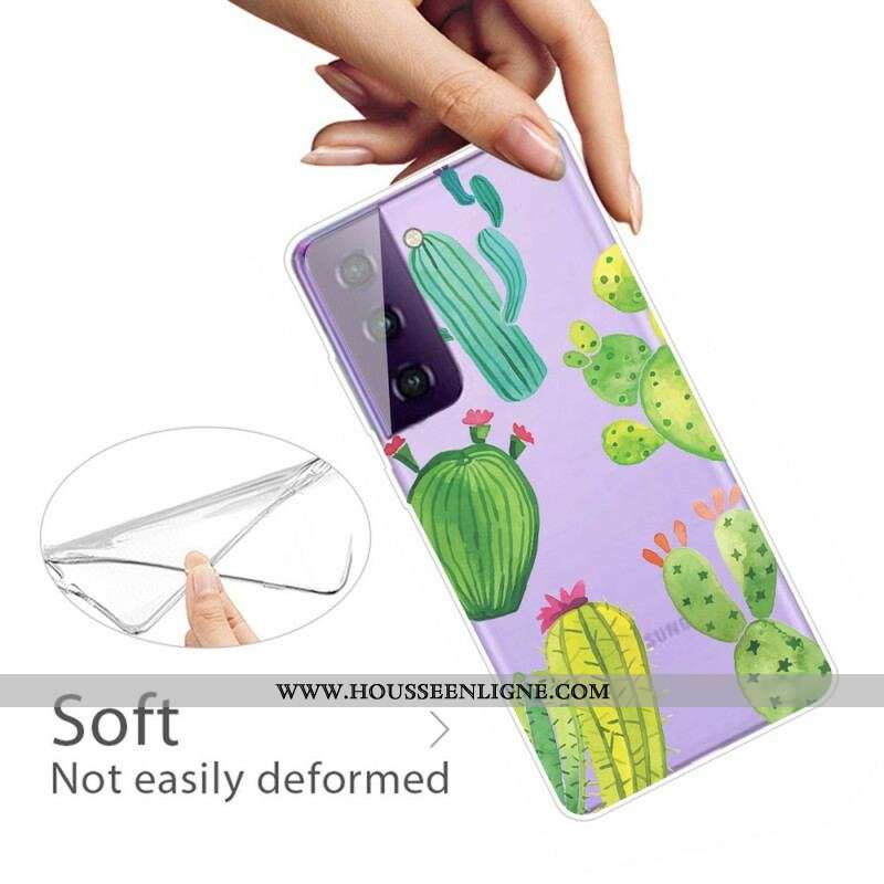 Coque Samsung Galaxy S21 FE Cactus Aquarelle