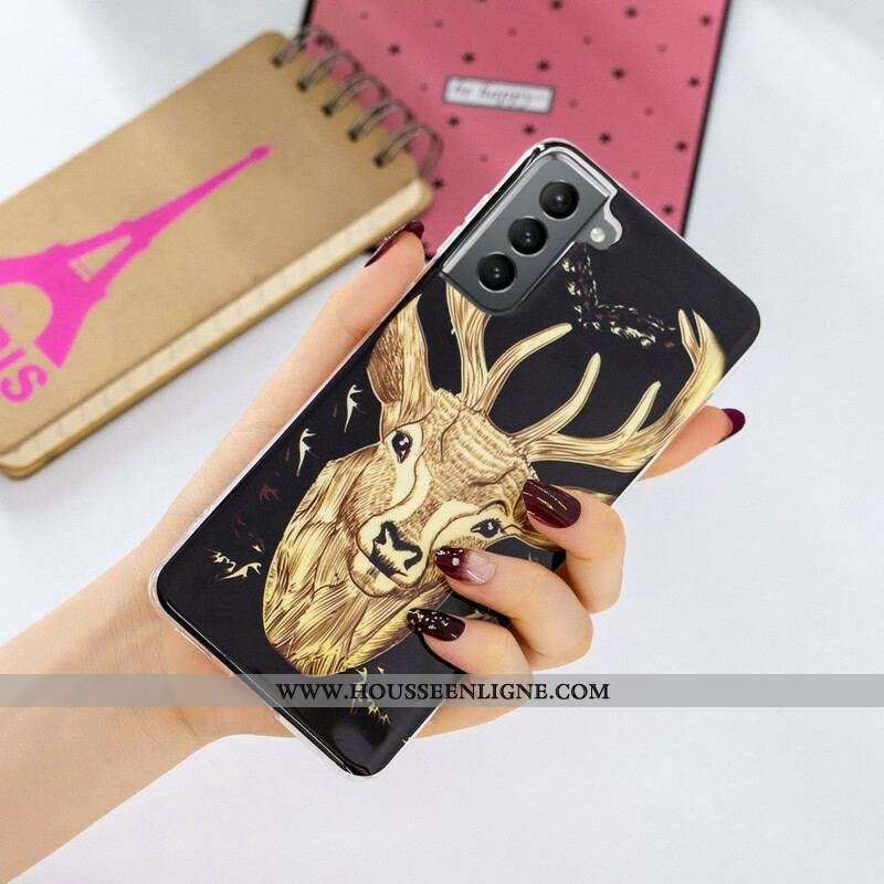 Coque Samsung Galaxy S21 FE Cerf Majestueux Fluorescente