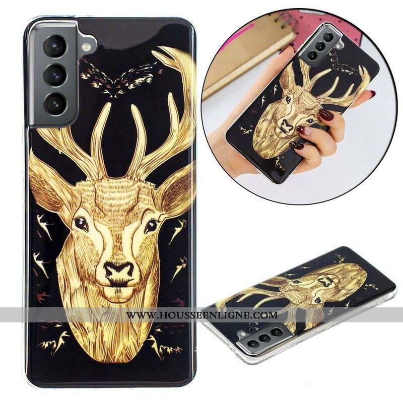 Coque Samsung Galaxy S21 FE Cerf Majestueux Fluorescente