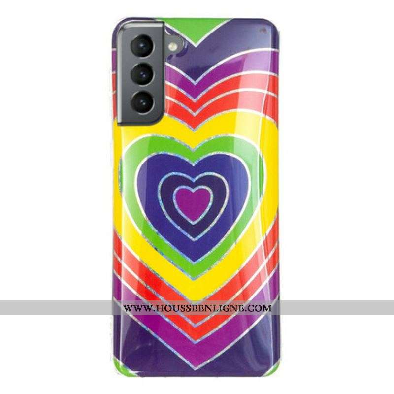 Coque Samsung Galaxy S21 FE Coeur Psychédélique
