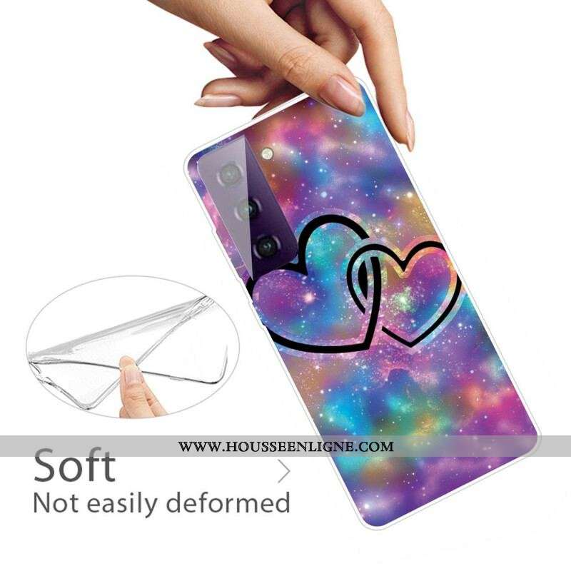 Coque Samsung Galaxy S21 FE Coeurs Enchaînés