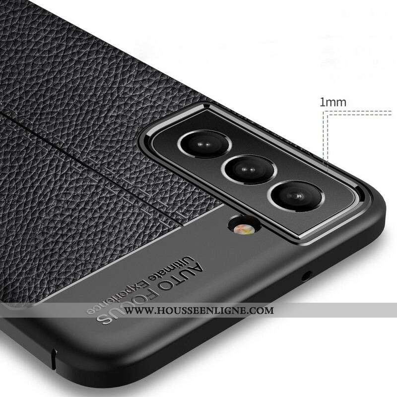 Coque Samsung Galaxy S21 FE Effet Cuir Litchi Double Line