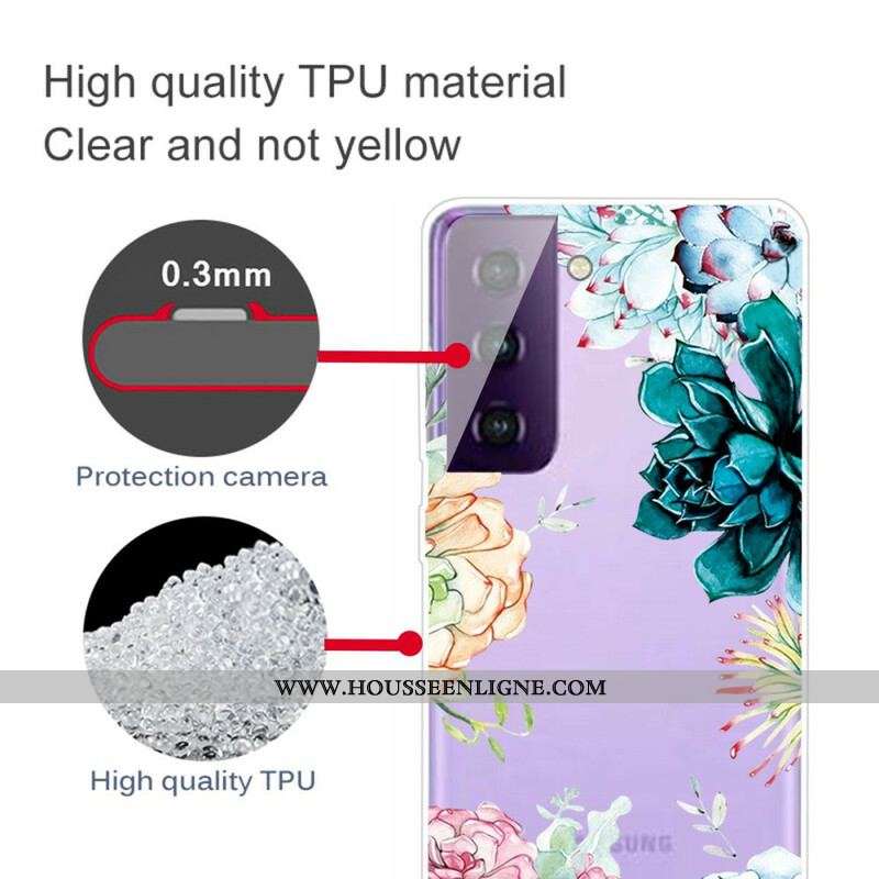 Coque Samsung Galaxy S21 FE Fleurs Aquarelle