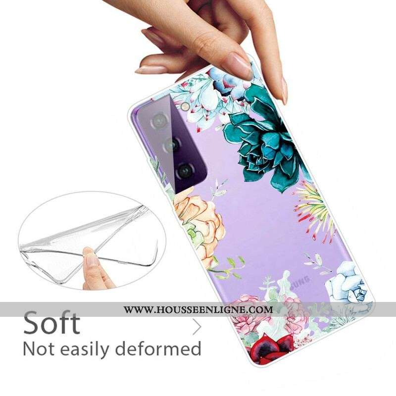 Coque Samsung Galaxy S21 FE Fleurs Aquarelle