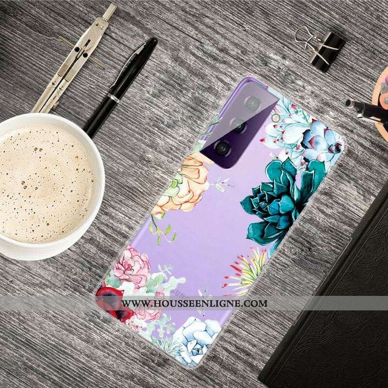 Coque Samsung Galaxy S21 FE Fleurs Aquarelle