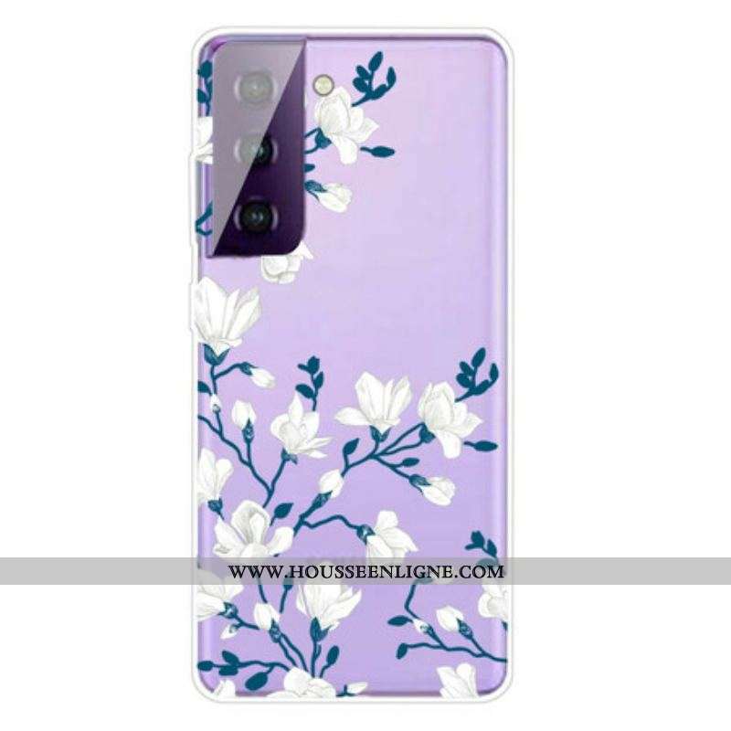 Coque Samsung Galaxy S21 FE Fleurs Blanches