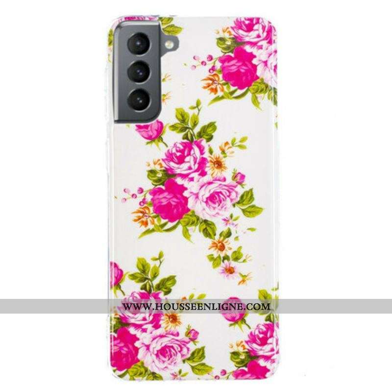 Coque Samsung Galaxy S21 FE Fleurs Liberty Fluorescente