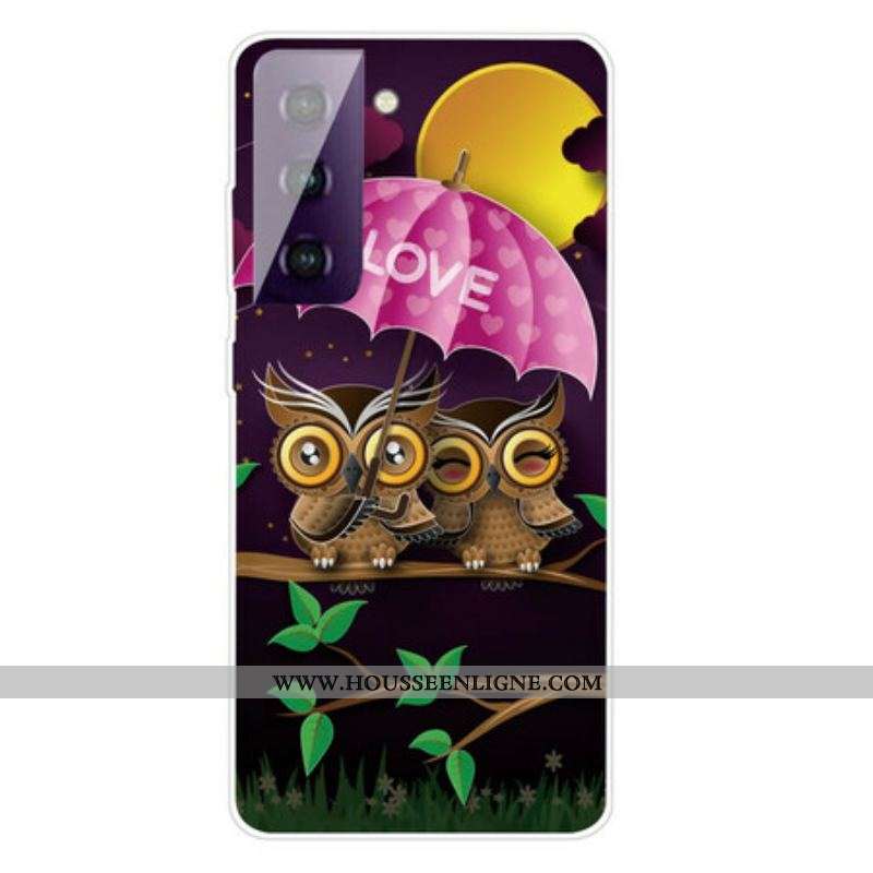 Coque Samsung Galaxy S21 FE Flexible Love Hiboux
