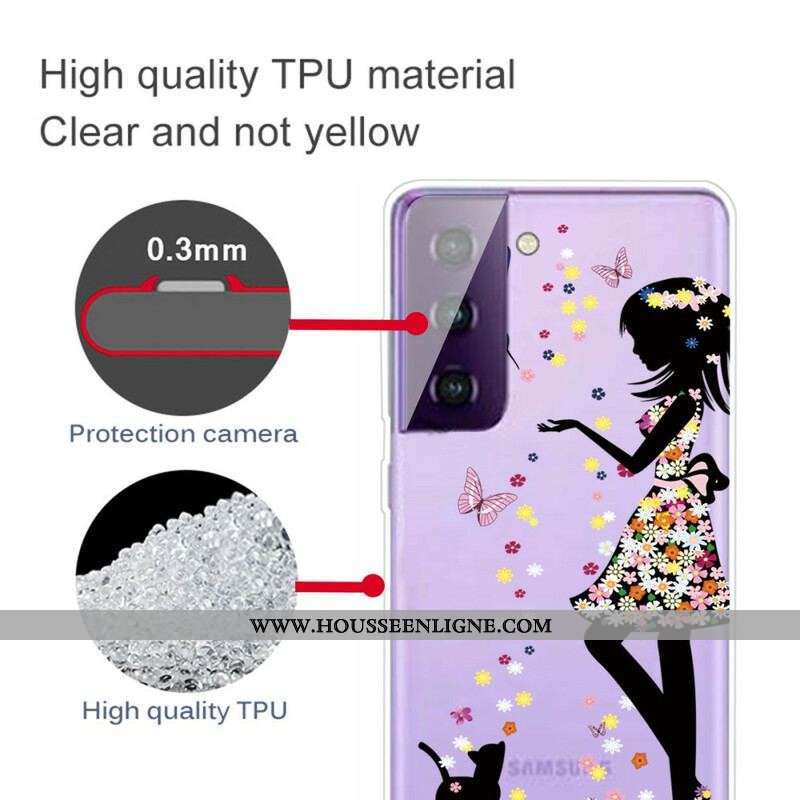 Coque Samsung Galaxy S21 FE Jolie Tête Fleurie