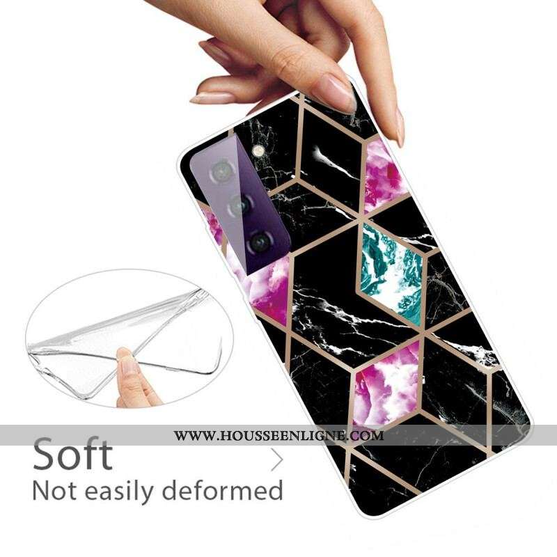 Coque Samsung Galaxy S21 FE Marbre Géométrique Variable