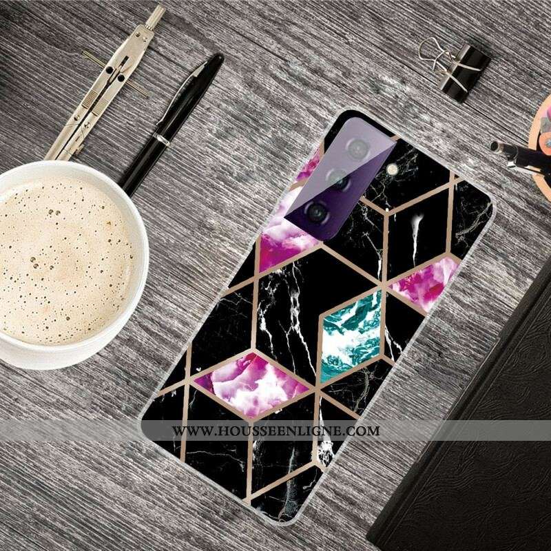 Coque Samsung Galaxy S21 FE Marbre Géométrique Variable