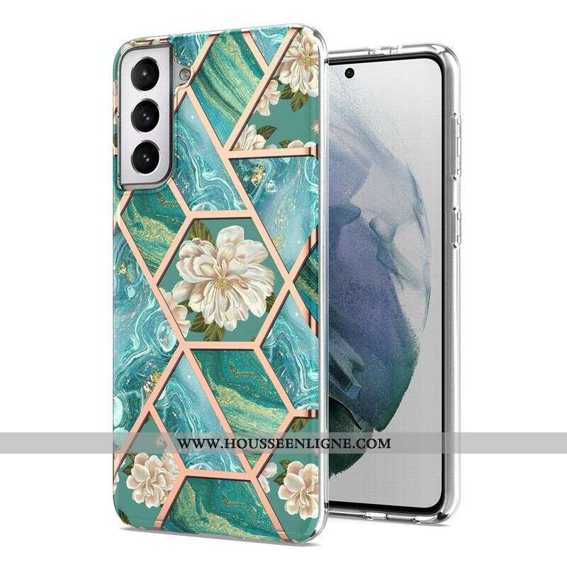 Coque Samsung Galaxy S21 FE Marbrée Florale